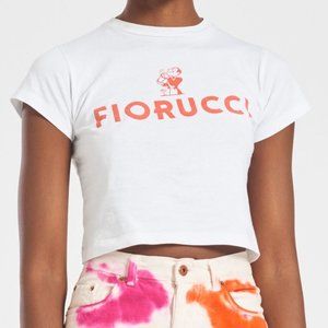 Fiorucci Cocktail Logo Crop T-Shirt in White